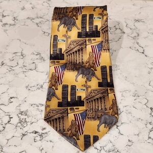 Stonehenge Vintage Silk Tie Rare World Trade Center NYC Wall Street Made in USA